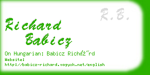 richard babicz business card